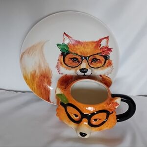 Robert Stanley Fox In Glasses Mug and Plate Set